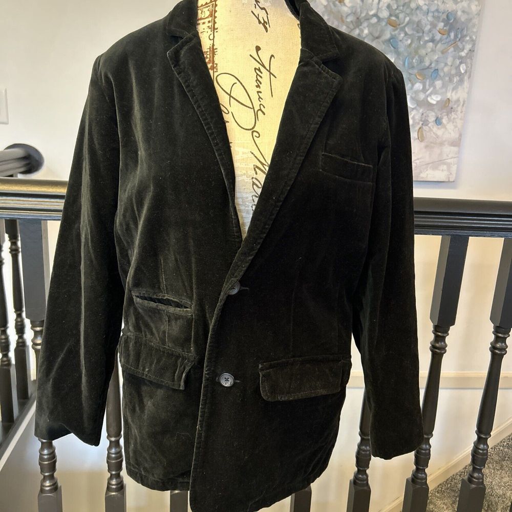 Vintage Gap Blazer Womens 12 Black Velvet Stretch Classic Preppy Modern